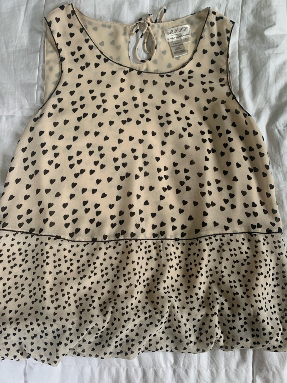 Max Studio Beige Heart Print Camisole | Tie-Back Neck |